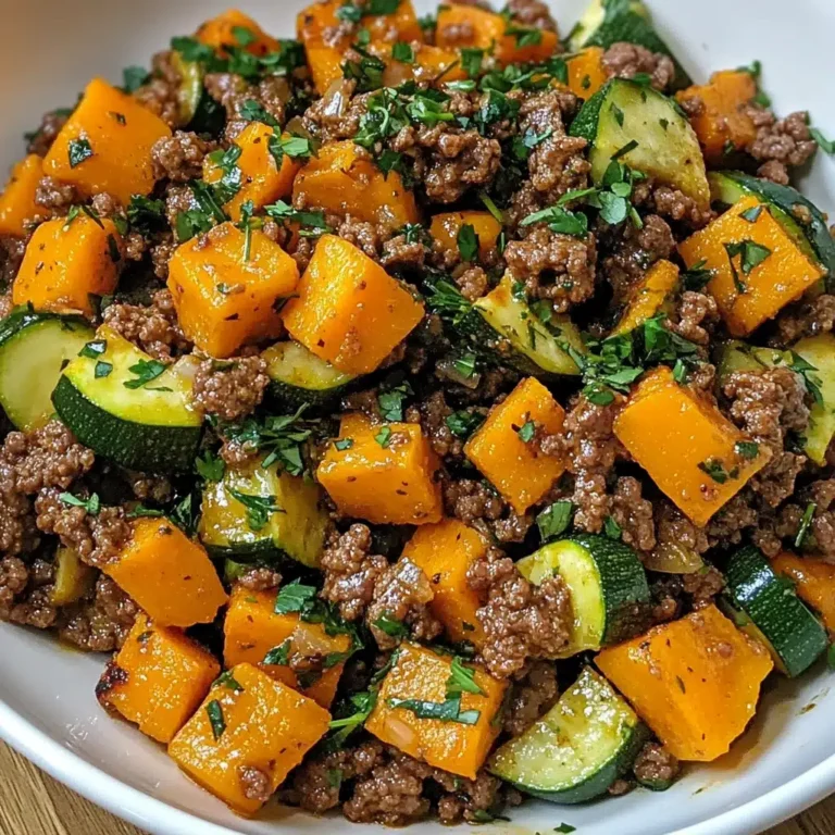 Hearty Ground Beef, Zucchini, and Sweet Potato Skillet