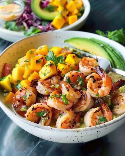 Tropical Shrimp Avocado Mango Bowls
