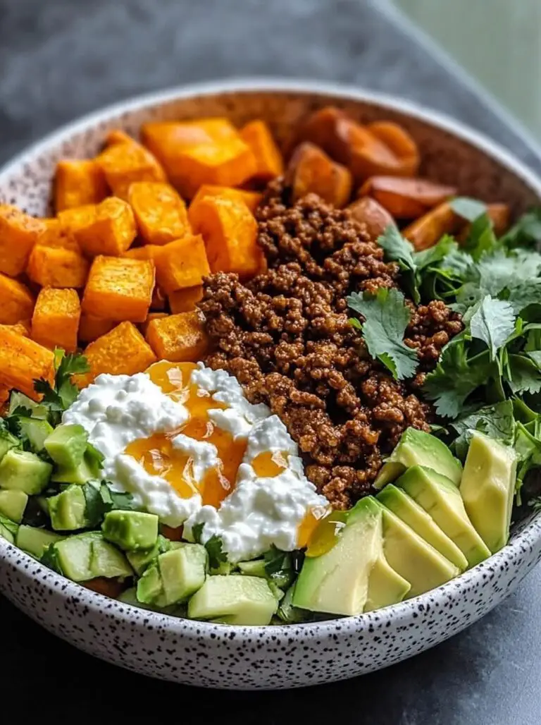 Cottage Cheese Sweet Potato Beef Bowl