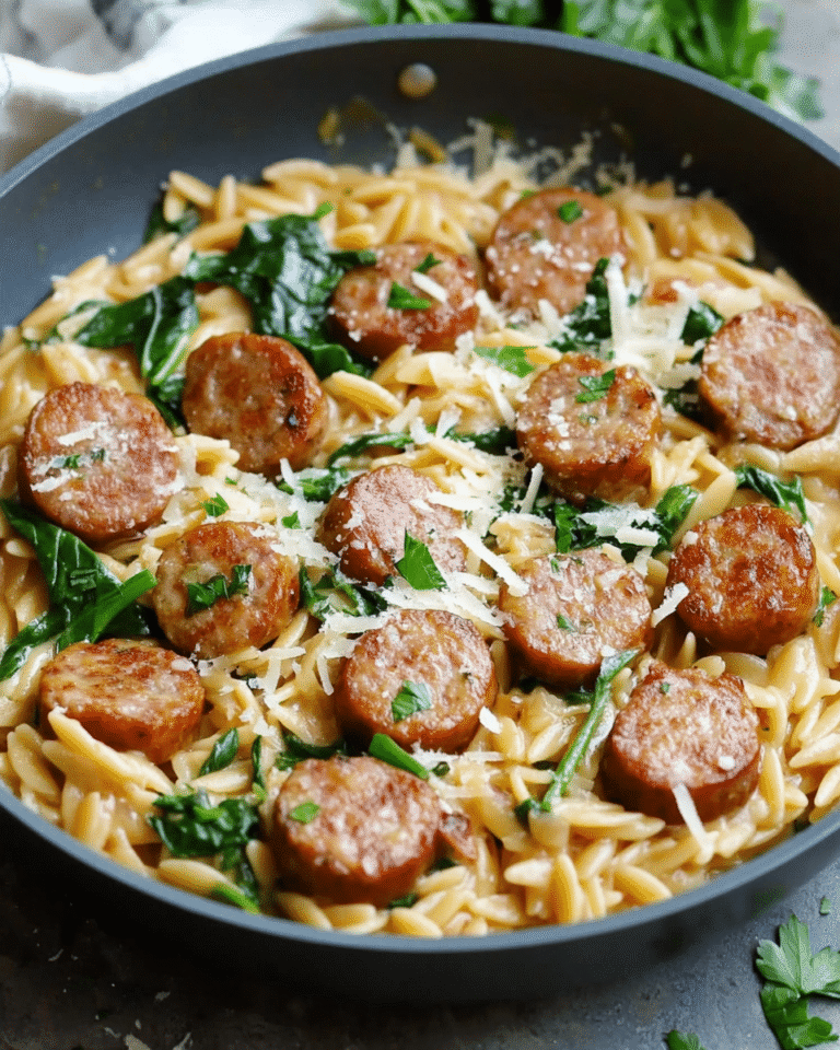 Easy Creamy Chicken Sausage Orzo
