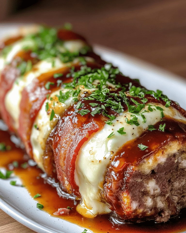 Mozzarella Stuffed Bacon Wrapped Meatloaf