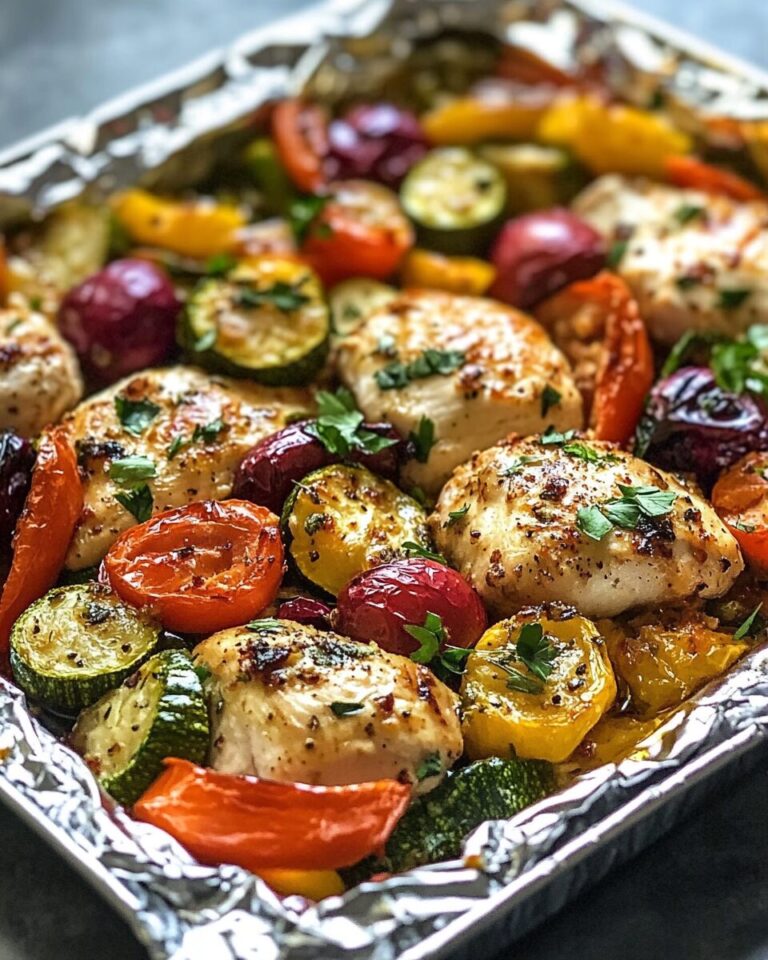 Easy Baked Italian Chicken and Veggie Foil Packets