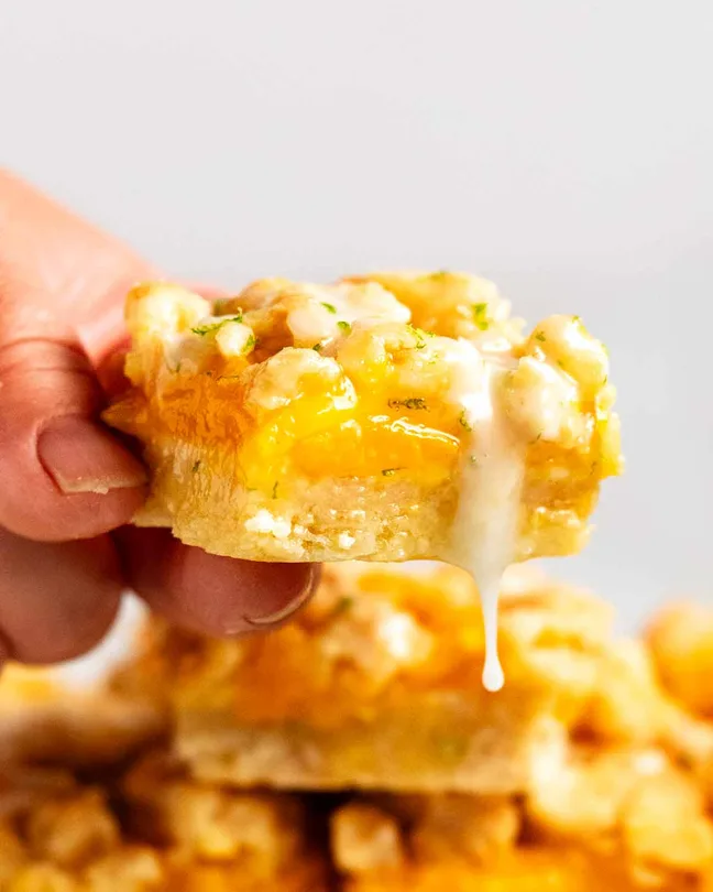 Coconut Mango Bars with Lime Glaze