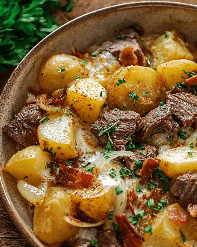 Crockpot Loaded Steak and Potato Bake Recipe