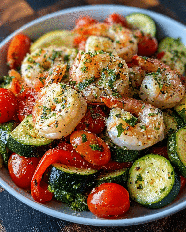 Garlic Parmesan Shrimp and Roasted Veggie Bowl