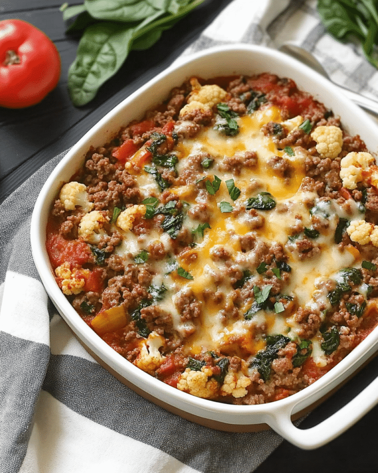 Cheesy Keto Ground Beef and Veggie Bake