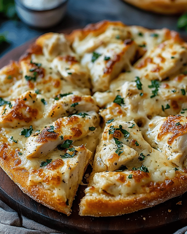 Garlic Bread Chicken Alfredo Pizza