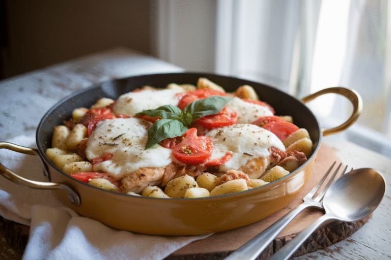 Caprese Chicken Gnocchi Skillet
