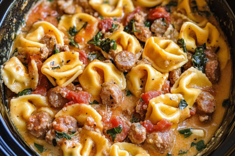 Crockpot Cheese Tortellini and Sausage